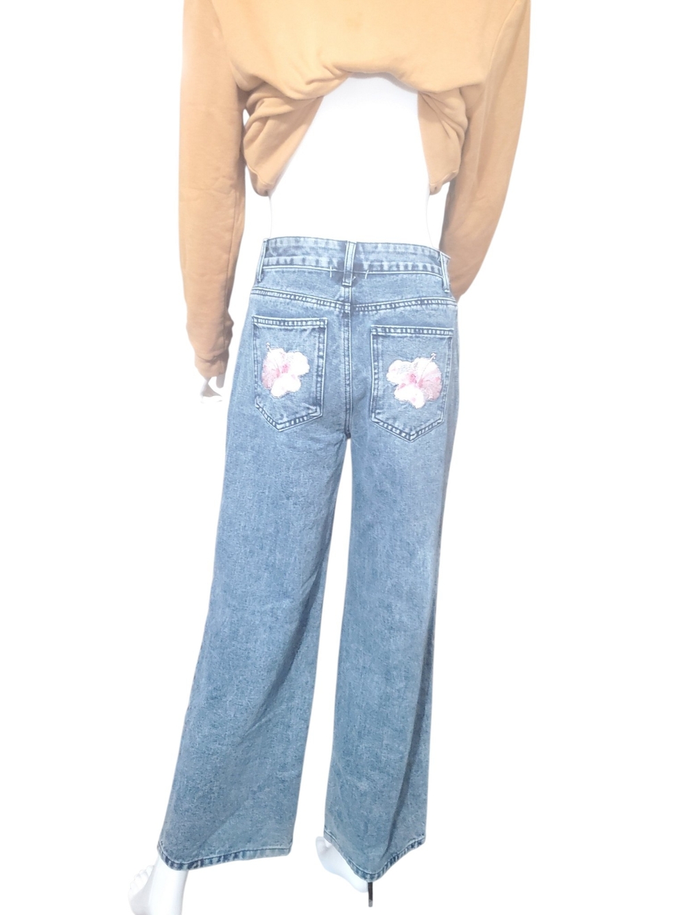 Riley & James Y2K Wide Leg Floral Embroidered Jeans Size S